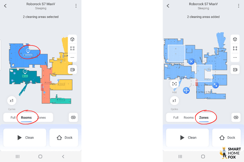Einzelraumreinigung bzw. Bereichsreinigung wird in der Roborock S7 MaxV Ultra App eingestellt